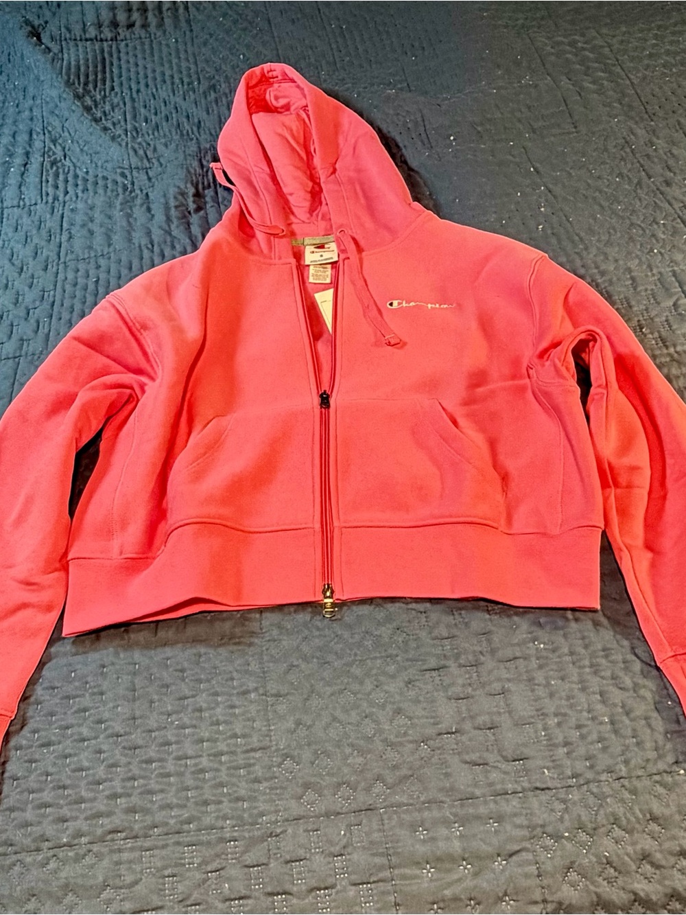 Champion Hot Pink Full-Zip Cropped Hoodie Jacket